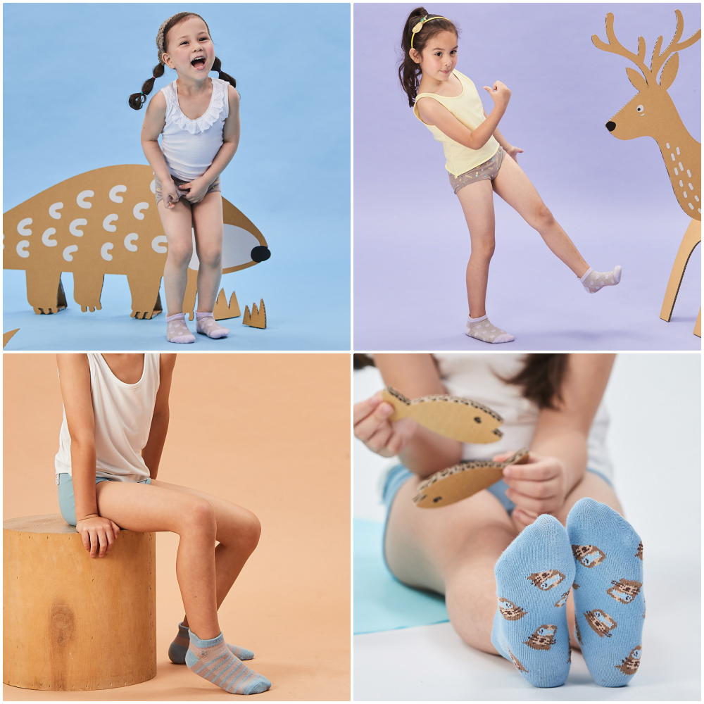 minihope美好的親子生活 - 抗菌除臭中筒襪(親子襪)-黑面琵鷺-灰