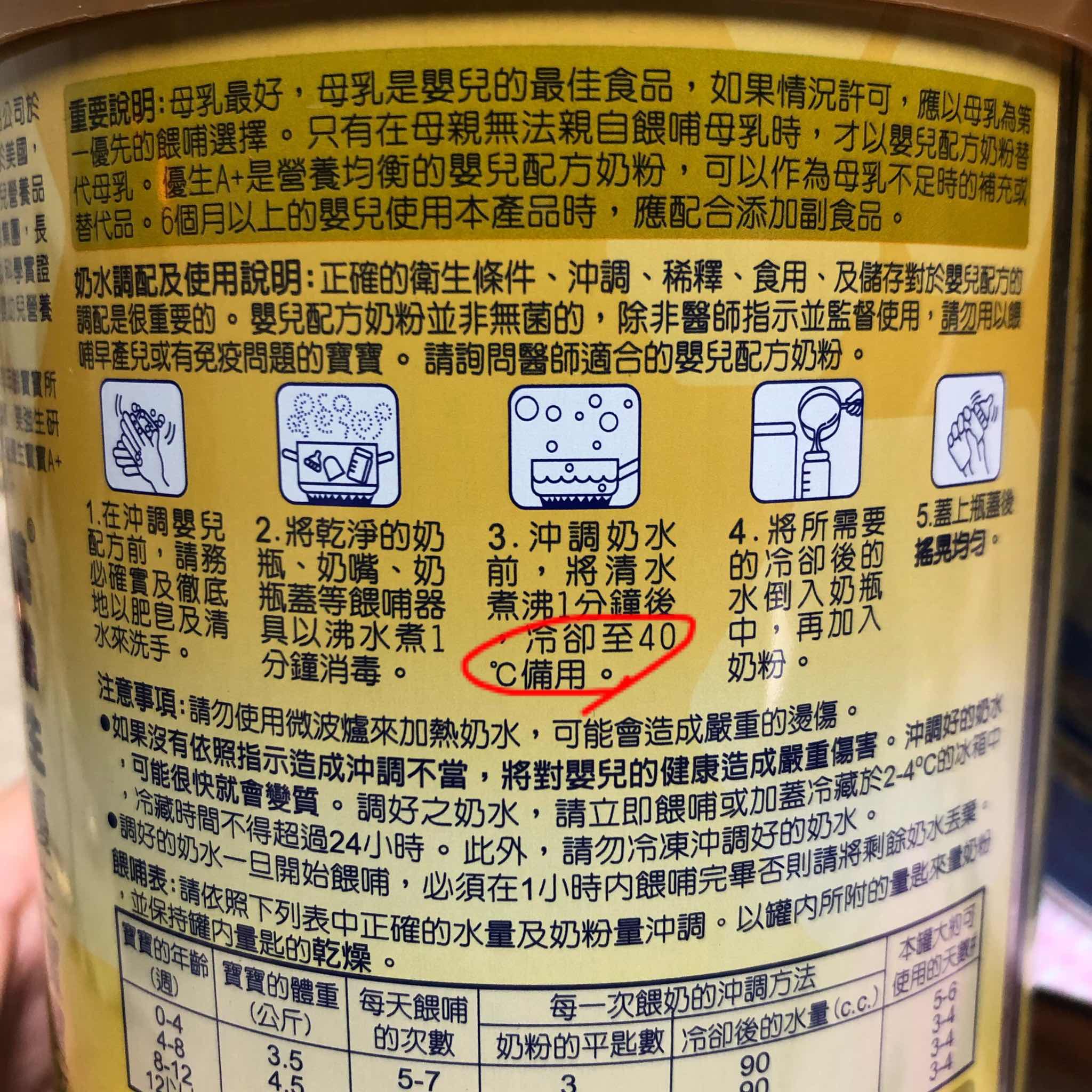 美強生優生A+到底該用幾度泡奶？