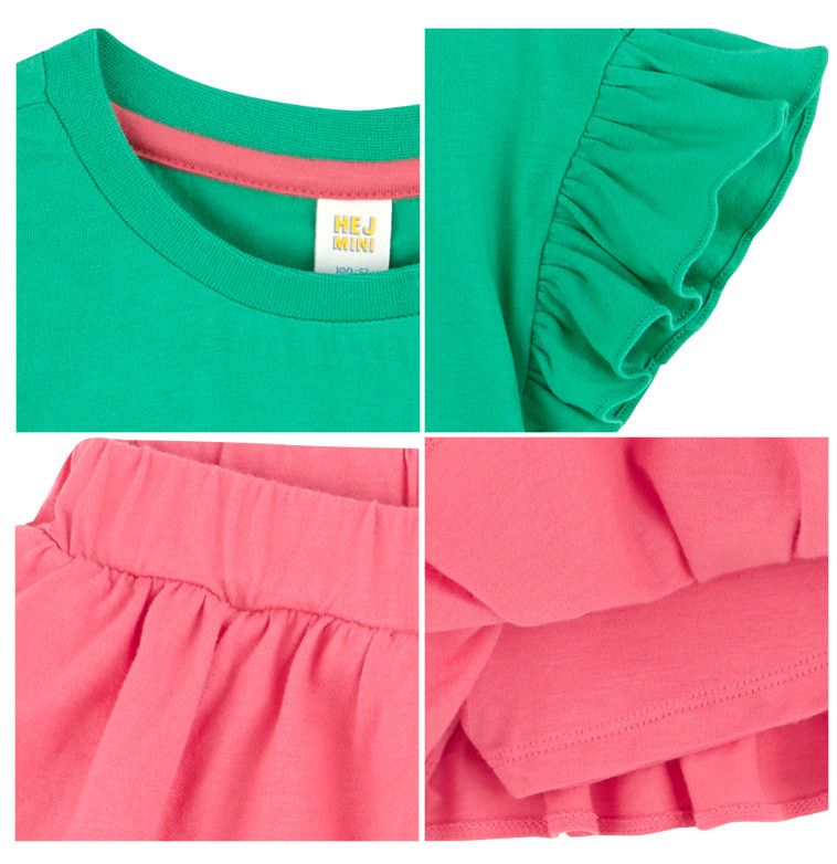 韓國 HEJMINI - 荷葉袖Be Love蛋糕裙套裝-白