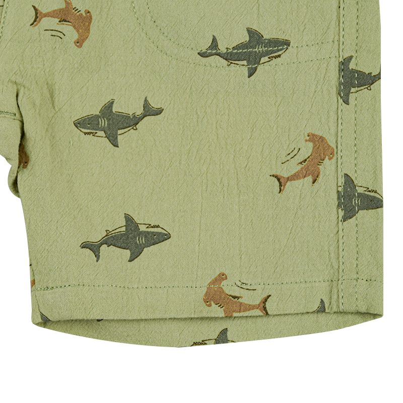 akachan honpo - 5分褲-麻料風-軍綠色