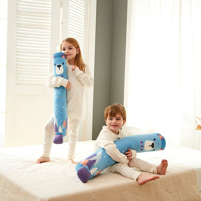 正韓Hello HiZoo - 純手工製多功能防蟎抗菌兒童長條抱枕/靠枕/睡眠輔助枕/側睡抱枕(小款)-守護熊