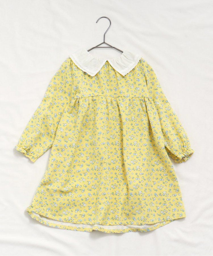 日本 apres les cours - 少女系滿版印花定番長袖洋裝-碎花-暖黃