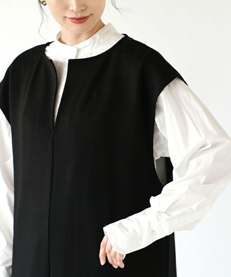 日本 zootie - 柔軟舒適V領背心裙/洋裝-知性黑