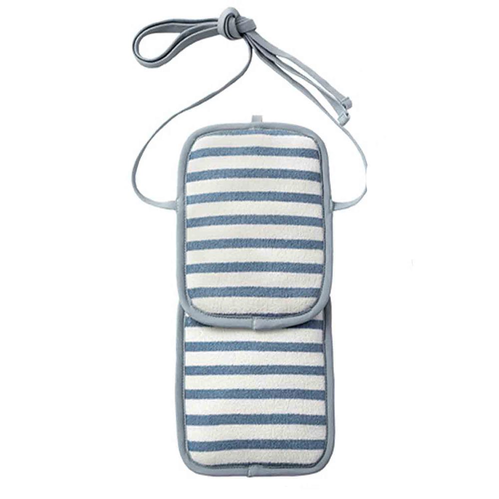 日本涼感雜貨 - 背巾/推車兩用墊(附保溫保冷劑)-藍色橫條紋-兩截釦式 (12x28cm)