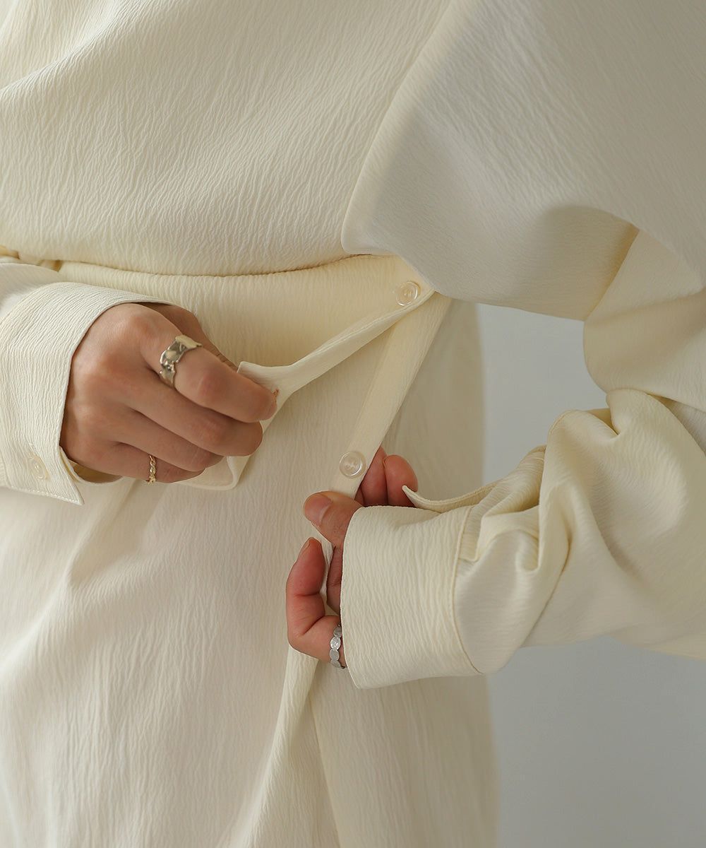 日本 Bab - 時尚扭結設計長袖襯衫-淺綠