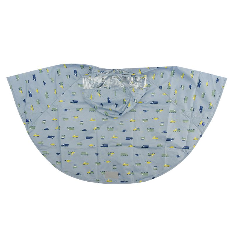 akachan honpo - 短斗篷式雨衣-汽車-淺藍色 (80~95cm)