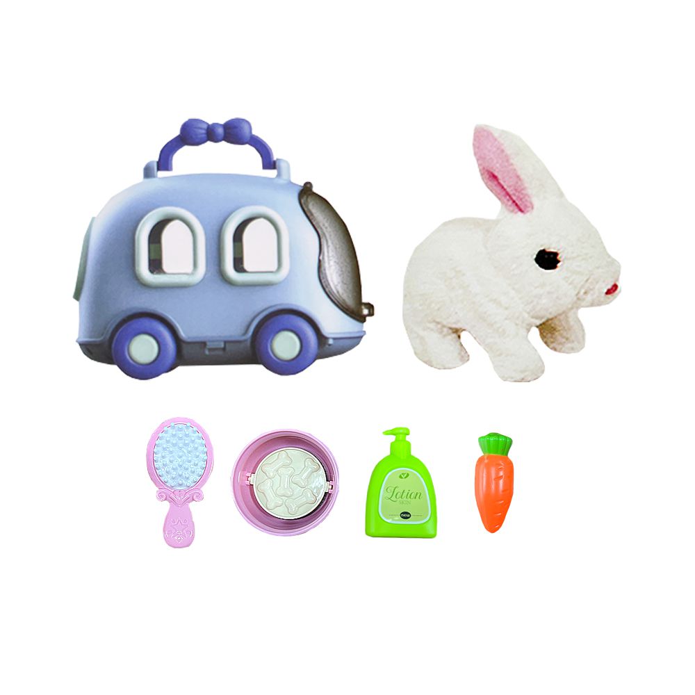 可愛電動寵物-兔子 附寵物行李箱藍色