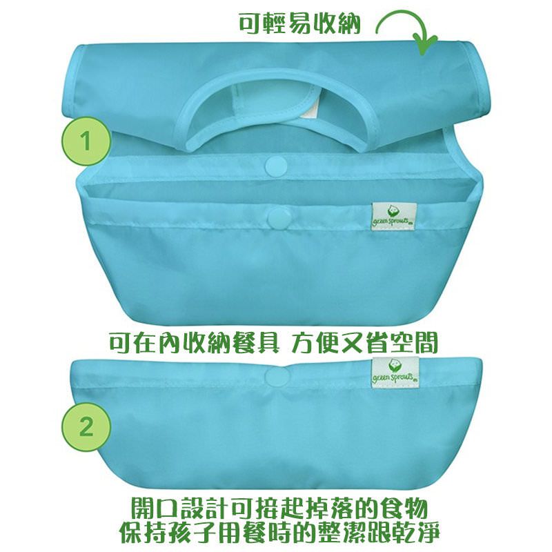 美國 green sprouts - 小綠芽魔鬼氈雙面防水/防食物掉落圍兜三入組-頑皮章魚
