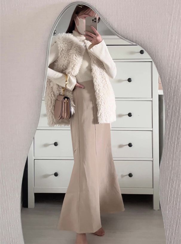 日本 GRL - 優雅修身魚尾長裙-象牙杏