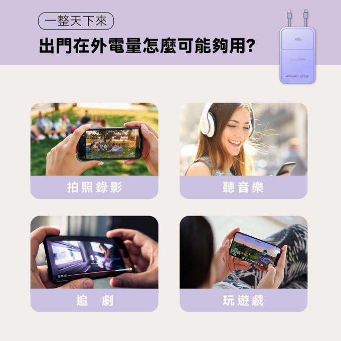 支援三種設備同時充電