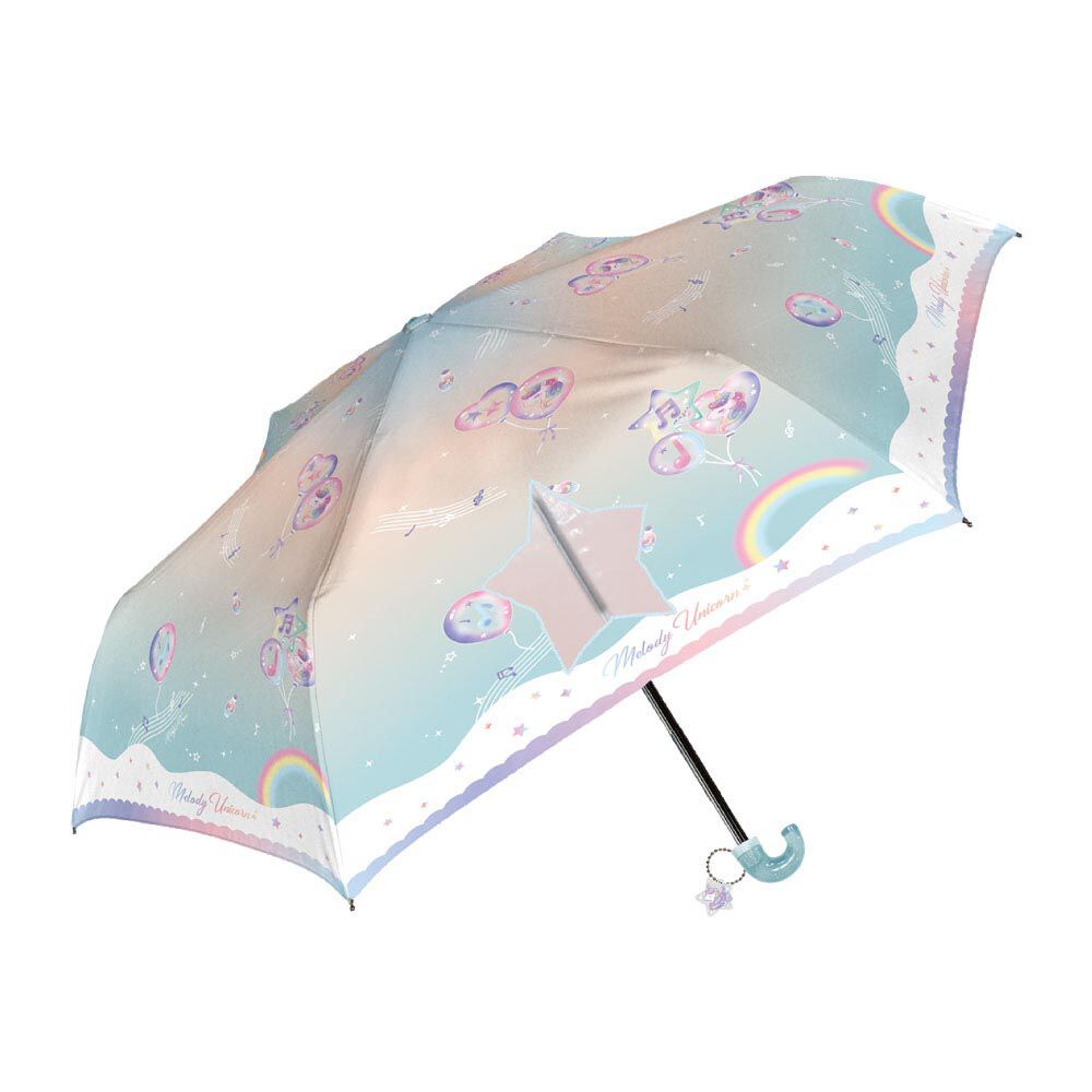 日本中谷 - 輕量透明窗兒童雨傘/折疊傘-氣球音符-薄荷 (50cm(身高115-125cm))