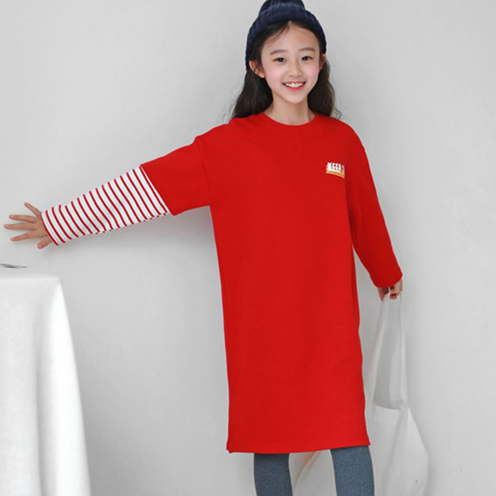 韓國 J KIDS - 不對稱設計直筒洋裝