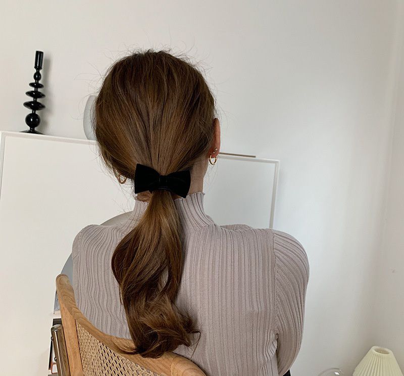 復古風黑絲絨蝴蝶結髮圈