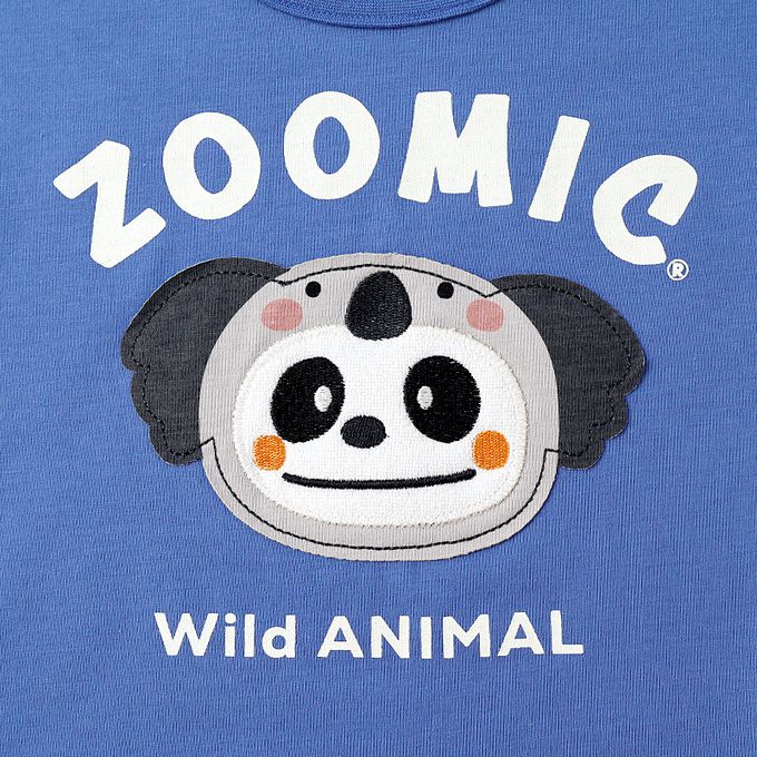 日本 ZOOLAND - 假面小熊層次感天竺棉短袖上衣-無尾熊-藍