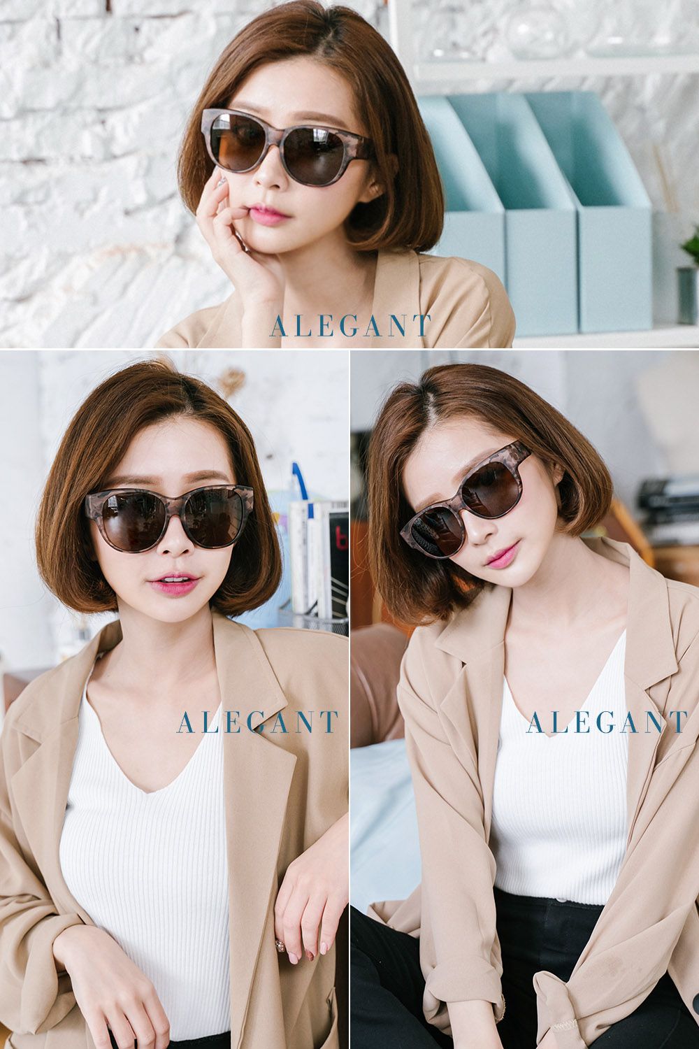 ALEGANT - 經典亞麻棕色豹紋全罩式偏光墨鏡│外掛式UV400太陽眼鏡包覆套鏡│車用太陽眼鏡│近視可戴外掛寶麗來墨鏡