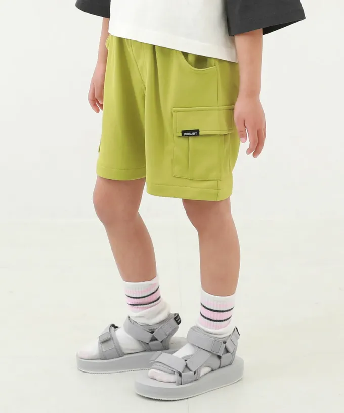 日本 devirock - 涼感速乾網眼 工裝口袋短褲-黑