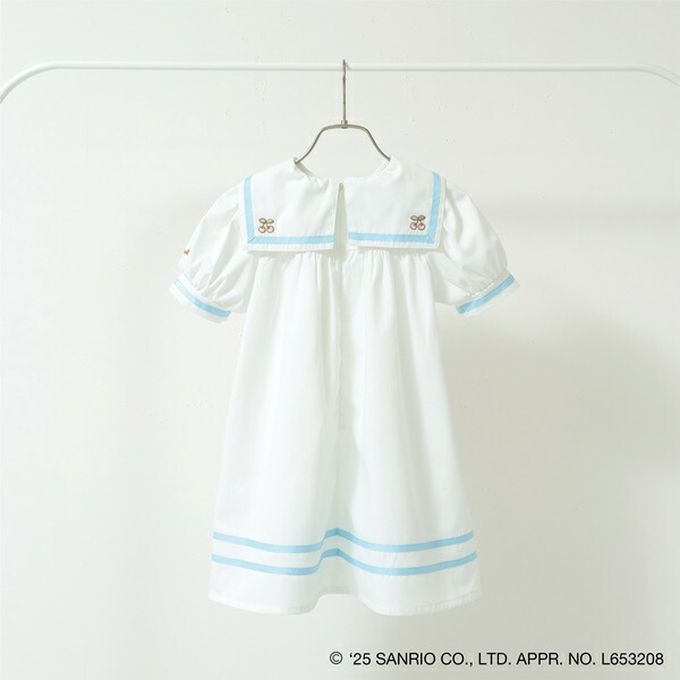 日本 Lycee mine - 俏麗水手條紋短袖洋裝-卡通人物大耳狗-海軍藍