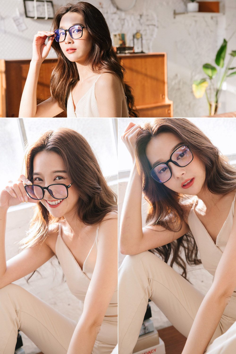 ALEGANT - 個性玩色復古鋼琴黑TR90輕量幾何方框UV400濾藍光眼鏡