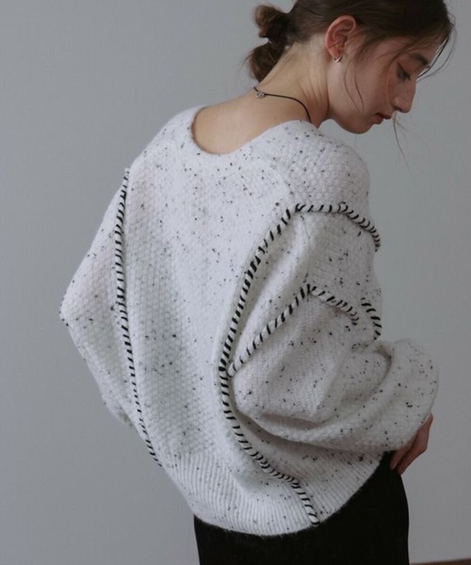 日本 Bab - 縫線感溫暖紋理短版針織外套-卡其沙色