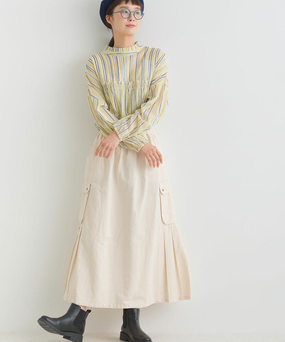 日本女裝代購 - 休閒風側口袋工裝裙-焦糖橘