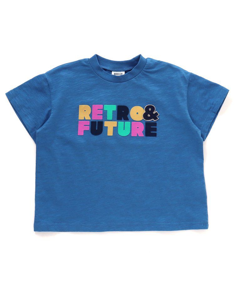 日本 BREEZE - 彩色標語短袖上衣-寶石藍