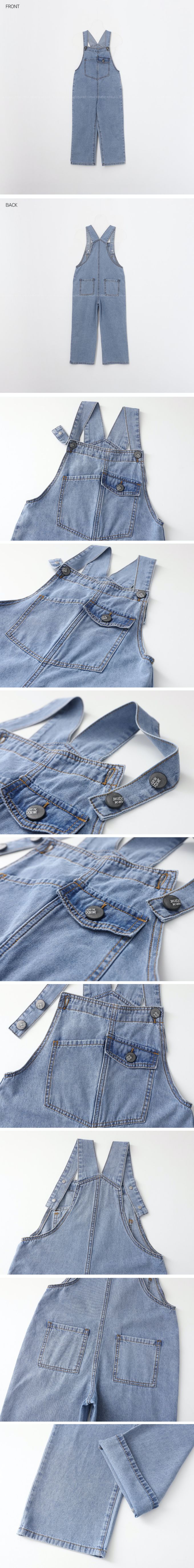 韓國 J KIDS - 頑皮牛仔連身吊帶長褲-淺藍