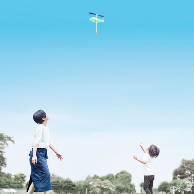 日本 AOZORA - 橡皮筋動力原理直升機-藍綠色(2入組)-藍綠色-2入組