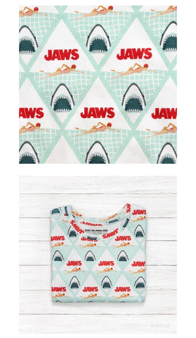 英國 SLEEP NO MORE - 100% 有機棉兒童短袖上衣-大白鯊JWAS/海底大白鯊