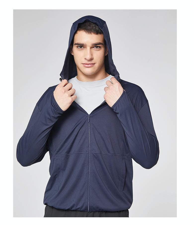 抗UV超薄款防曬外套(透氣網眼)-男款-淺灰色-無logo