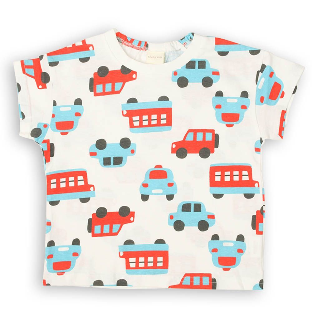 短袖T恤-滿版印花-米白色