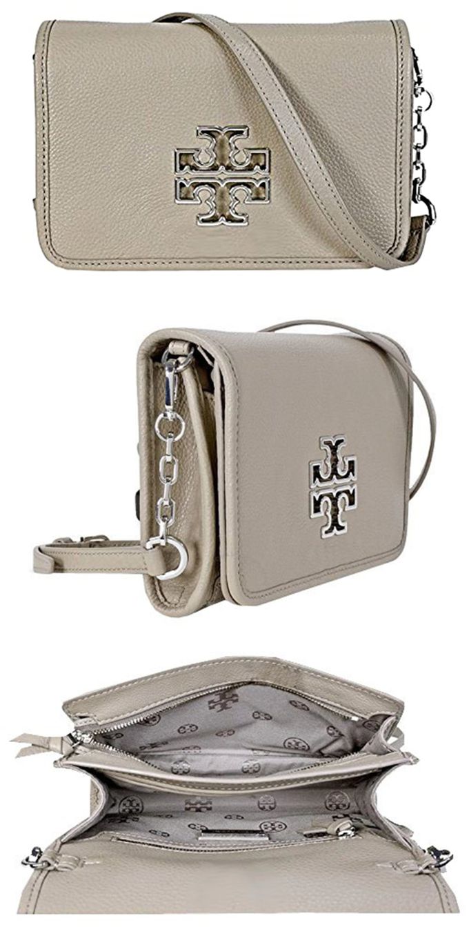 TORY BURCH - 雙T LOGO皮革手拿包 (米白色)