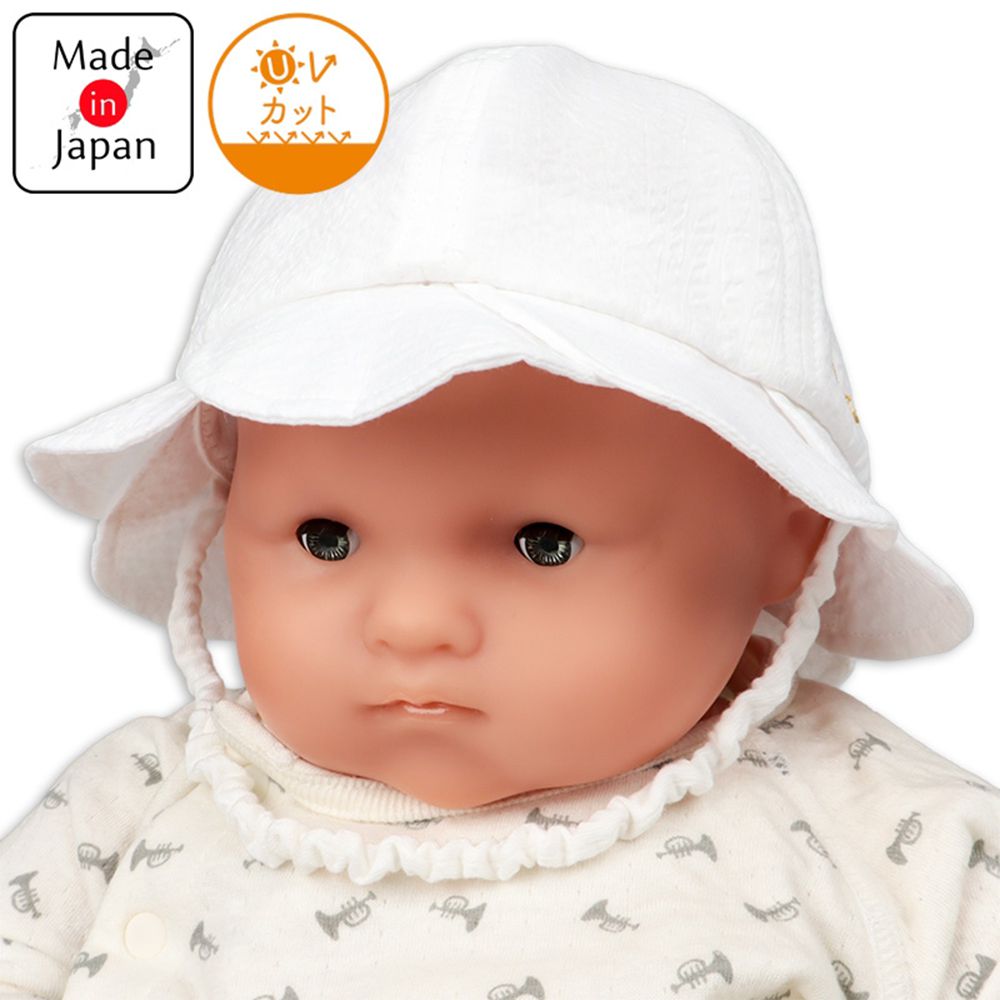 花瓣造型寬簷帽-米白色