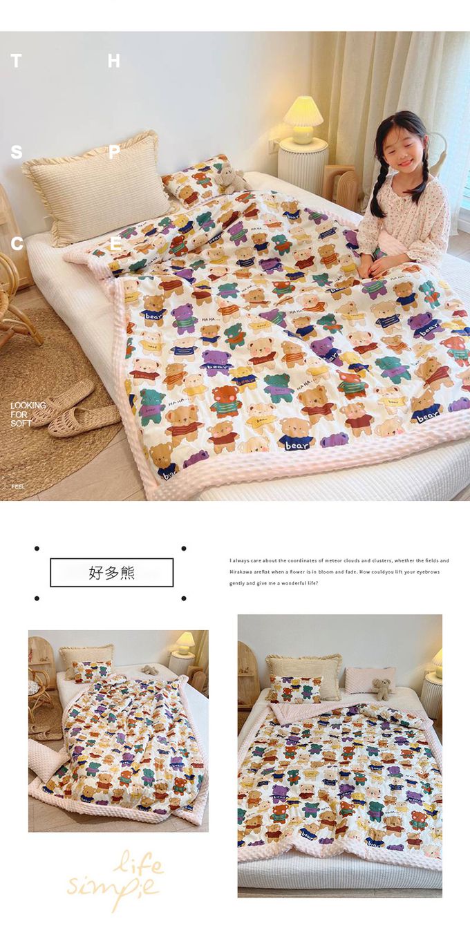 JoyNa - 加厚款-多功能蓋毯 兒童棉被 保暖被-狂野大陸-加厚款 (110*140cm)