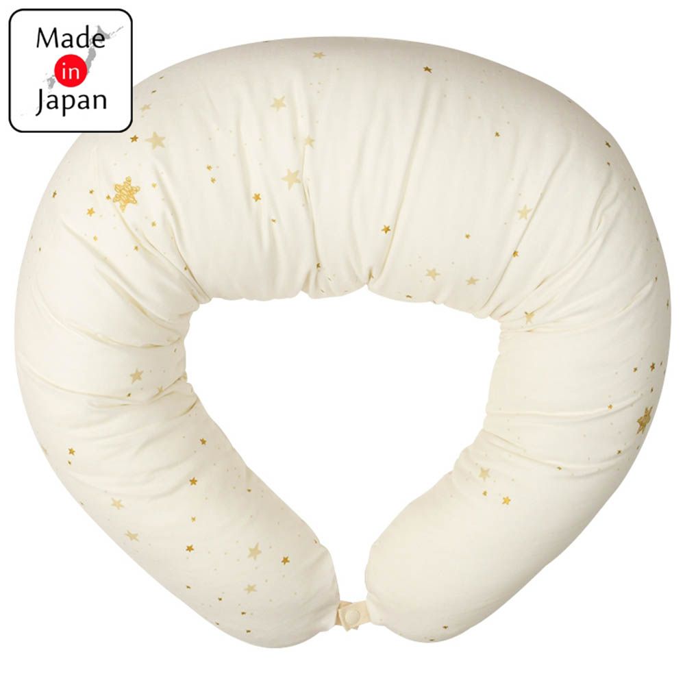 孕婦枕 星光金-米白色 (約120×20×19cm)-日本製