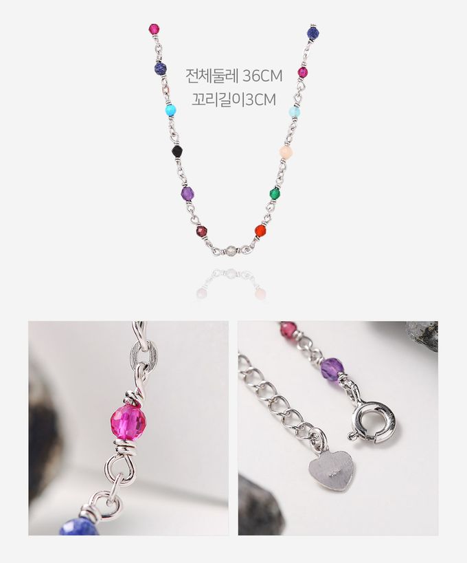 韓國 Soo&Soo - (925純銀)璀璨彩石項鏈-BLACKPINK LISA同款
