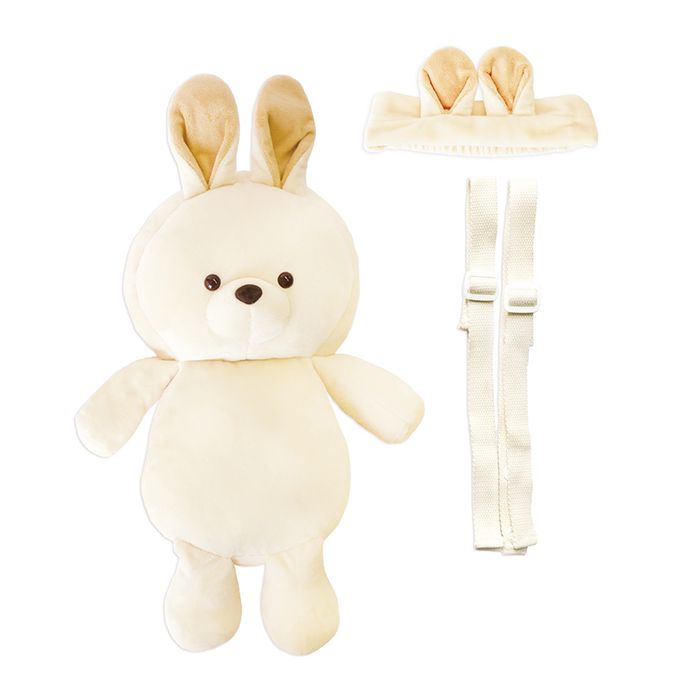 akachan honpo - 嬰兒防護枕背包-兔子-象牙白色