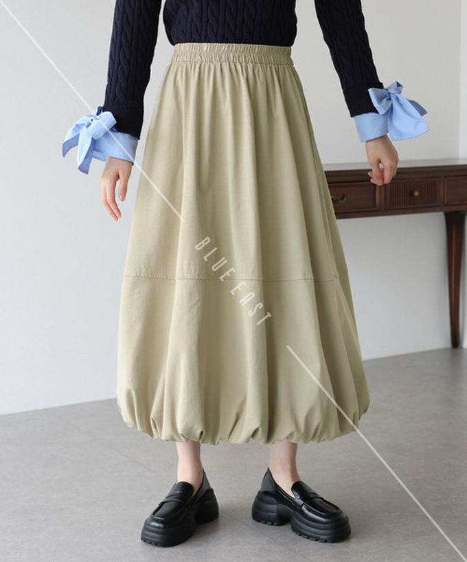 日本 BLUE EAST - 柔軟輕盈感立體澎澎氣球長裙-黑