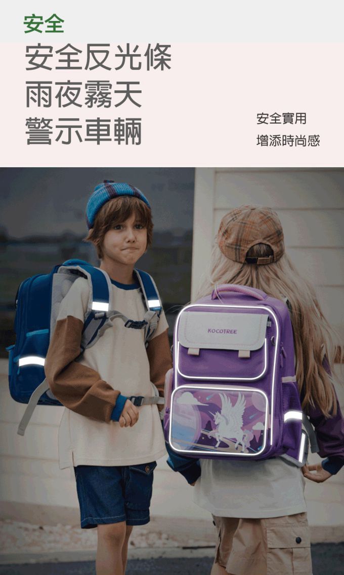 kocotree - 減壓大容量護脊書包-小碼-銀河大冒險藍