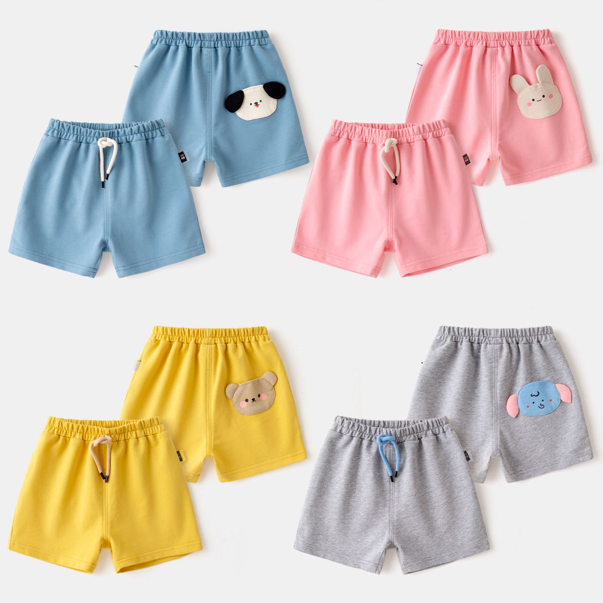 Q萌腰鬆緊短褲-小象-灰色