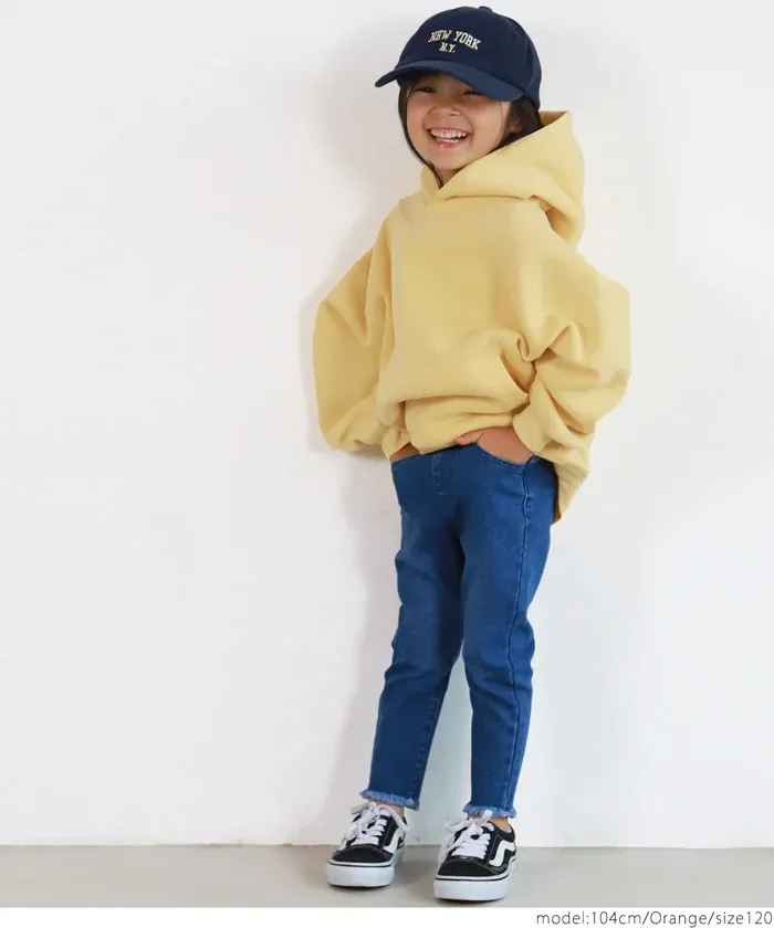 日本 COCA - fleece刷毛輕量寬鬆抽繩帽T-孩子-簡約黑