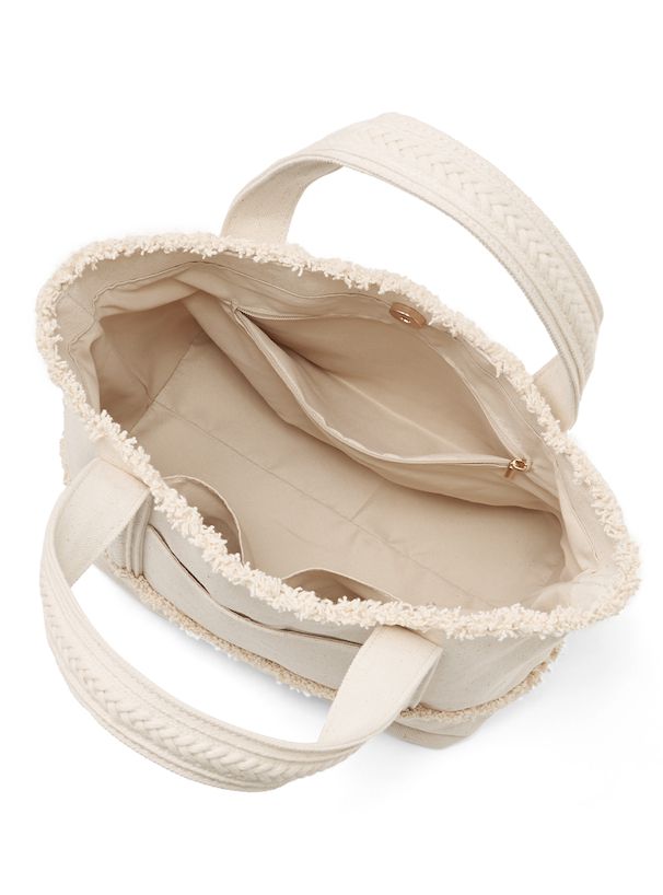 日本 GRL - 100%棉 厚磅抽鬚帆布托特包-黑 (F)