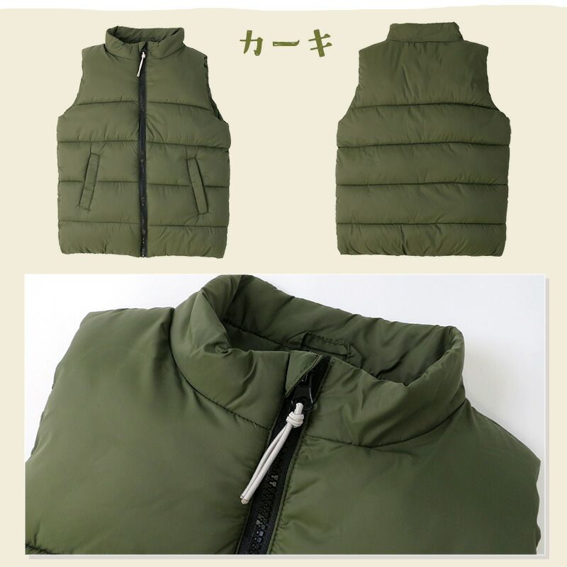 日本 ZOOLAND - 潑水加工 素面百搭鋪棉保暖背心-軍綠