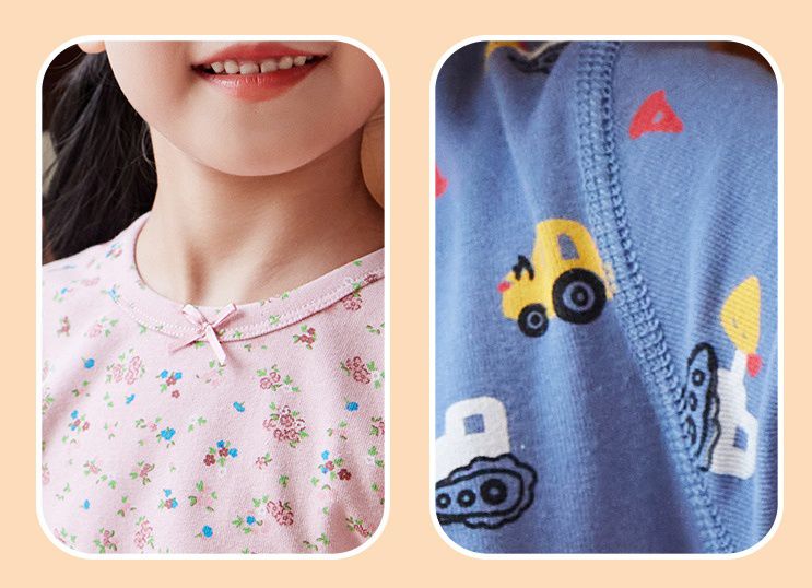 棉質圓領長袖家居服套裝-鱷魚-灰色