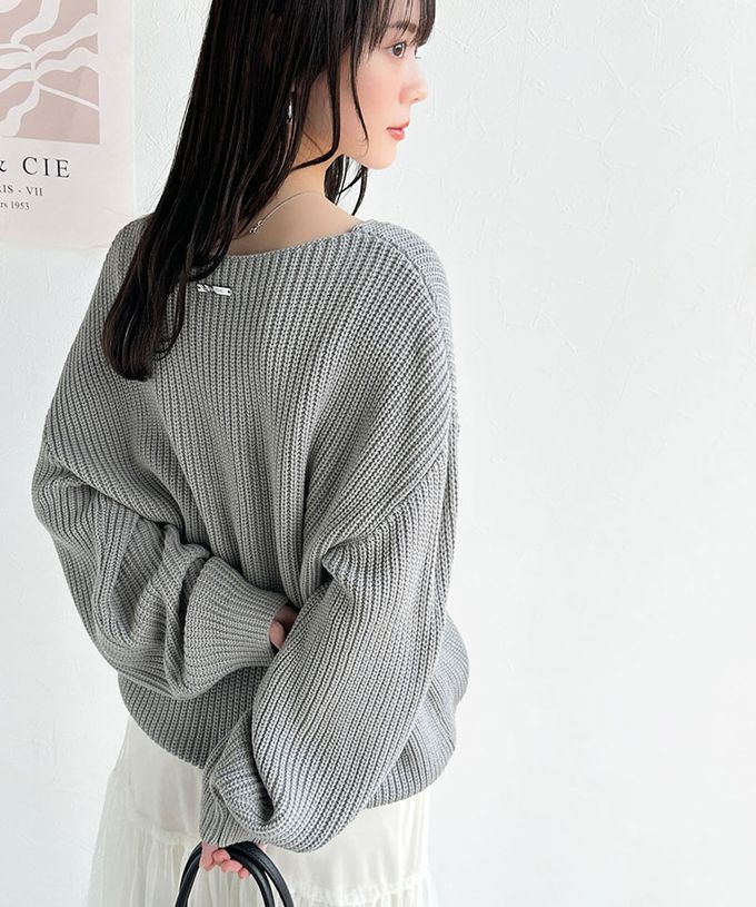 日本 Classical Elf - mily bilet 前後2way氣質粗針織上衣-黑