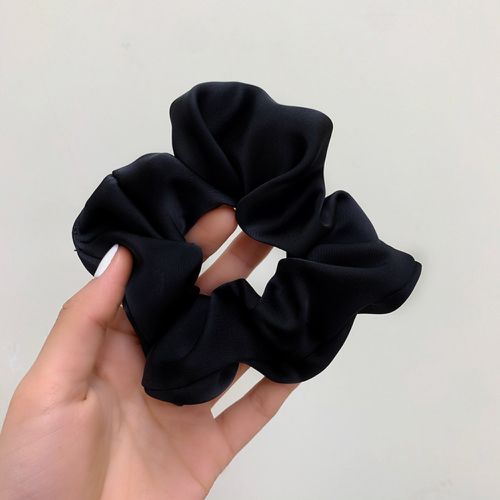 質感緞面氣質大腸圈/髮圈-黑色 (12.5cm)