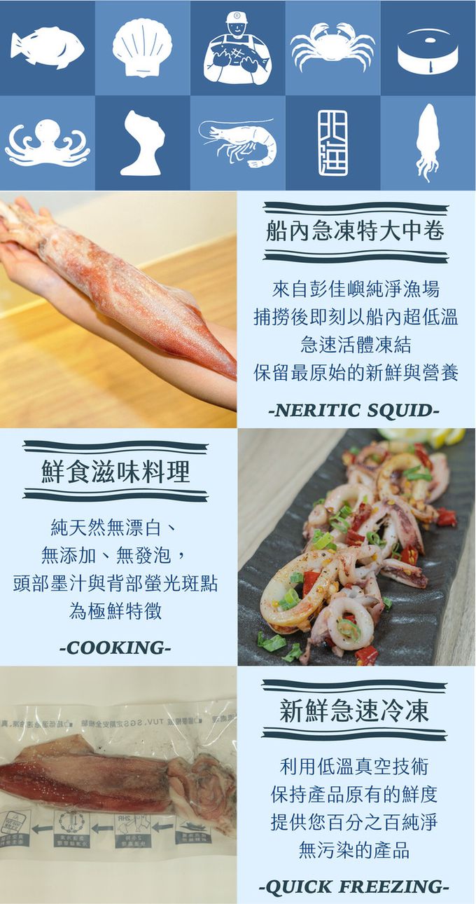 北海漁鋪 - 船內急速活凍中卷300-350g(1尾裝)/包