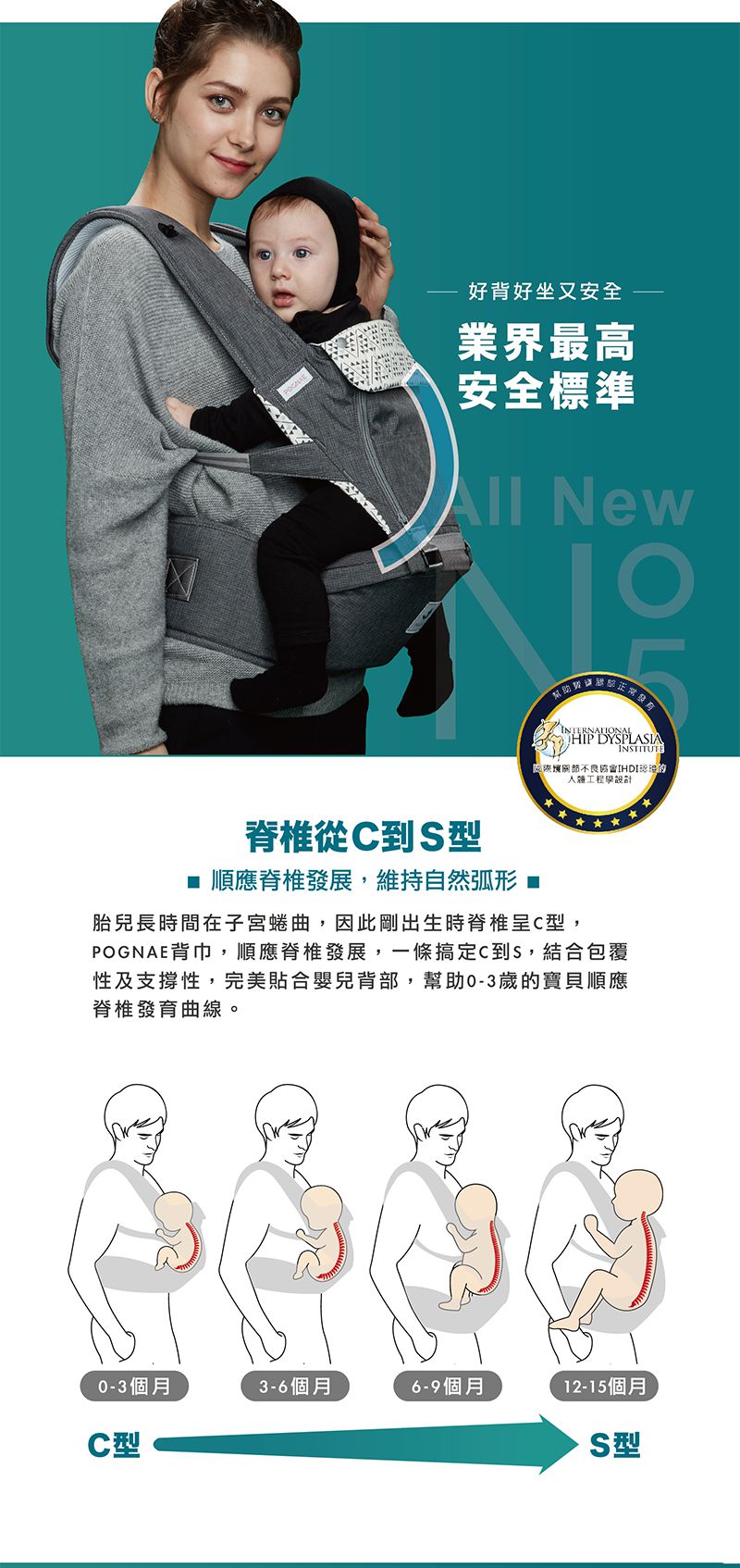 【韓國 pognae】ALL NEW NO.5升級版機能型坐墊揹巾