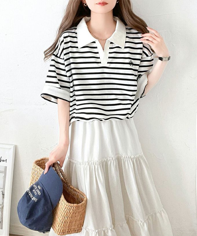 日本 Classical Elf - Java 顯瘦領率性五分袖上衣-黑