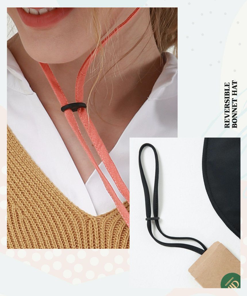 韓國 CHAMELEON - 雙面牛仔布料遮陽帽-黑/棕