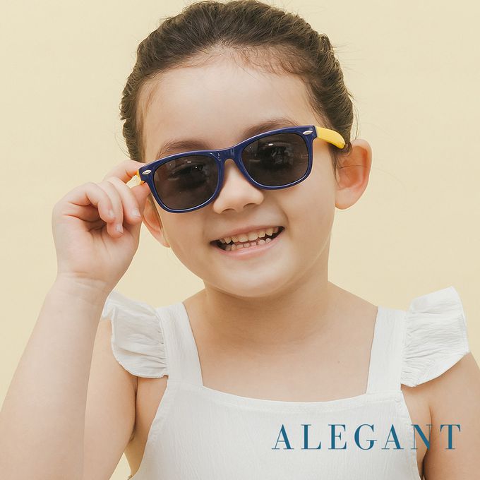 ALEGANT - 活力黃中性兒童專用輕量彈性偏光墨鏡│UV400太陽眼鏡